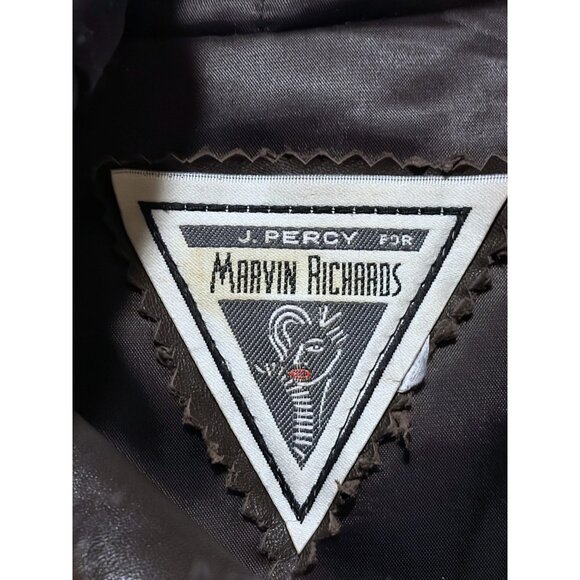 VTG Marvin Richards Leather Overcoat XL Fur Trim Oversized Hooded Butter Soft - Picture 8 of 11